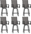 PHI VILLA Outdoor Swivel Bar Stools Set of 6, Bar Height Patio Bar Stools & by PHIVILLAThepioneerofcomfortablehouseholdsupplies