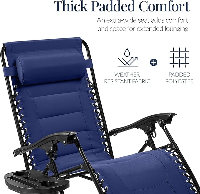 Best Choice Products Oversized Padded Zero Gravity Chair, Folding Outdoor Patio - Image 4