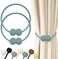 Hion Magnetic Curtain Tiebacks Gray Blue 2 Pack, Curtain Tiebacks Buckles by Hion