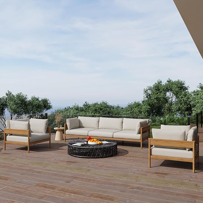 Acanva Modern Outdoor Patio Furniture Set, All-Weather Aluminium Conversation - Image 7