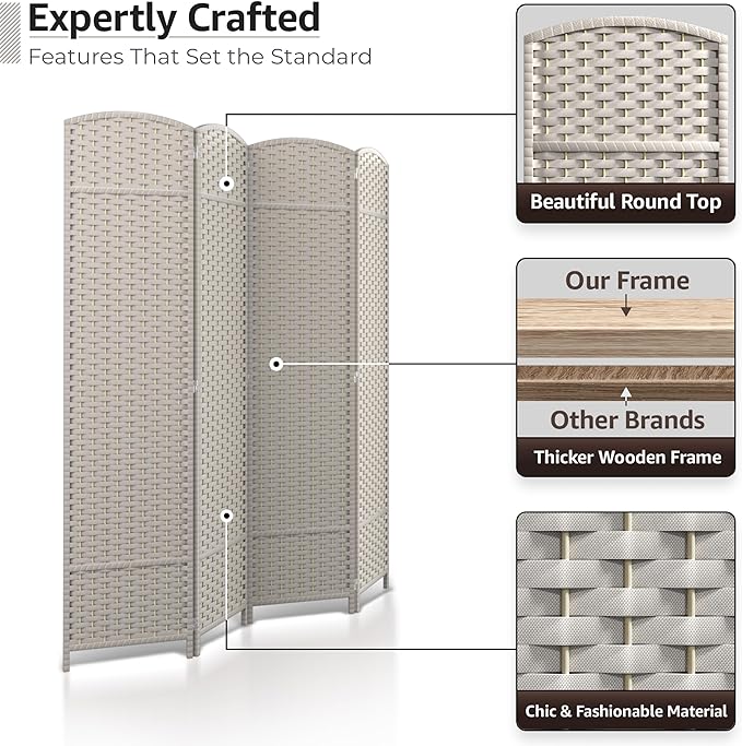 Sorbus 4 Panel Room Divider 6 ft. Tall - Image 3