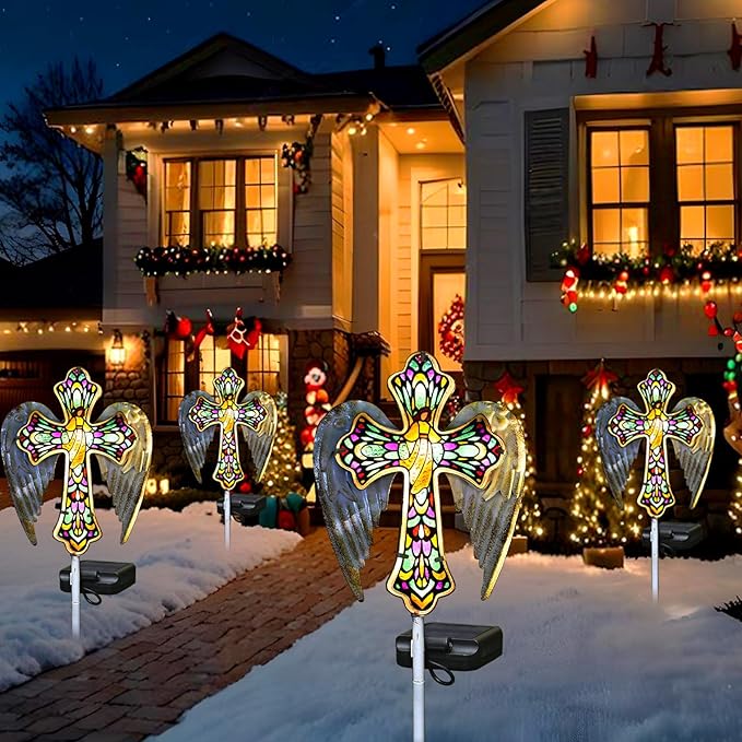 YJFWAL Solar Glass Cross Garden Stake Light, Cemetery Decorations - Image 7