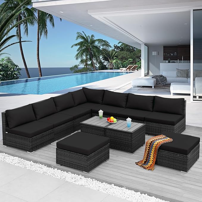NICESOUL 11 Piece Modern L Shaped Outdoor Sofa Set, 29.3'' High Back Comfy Big - Image 3