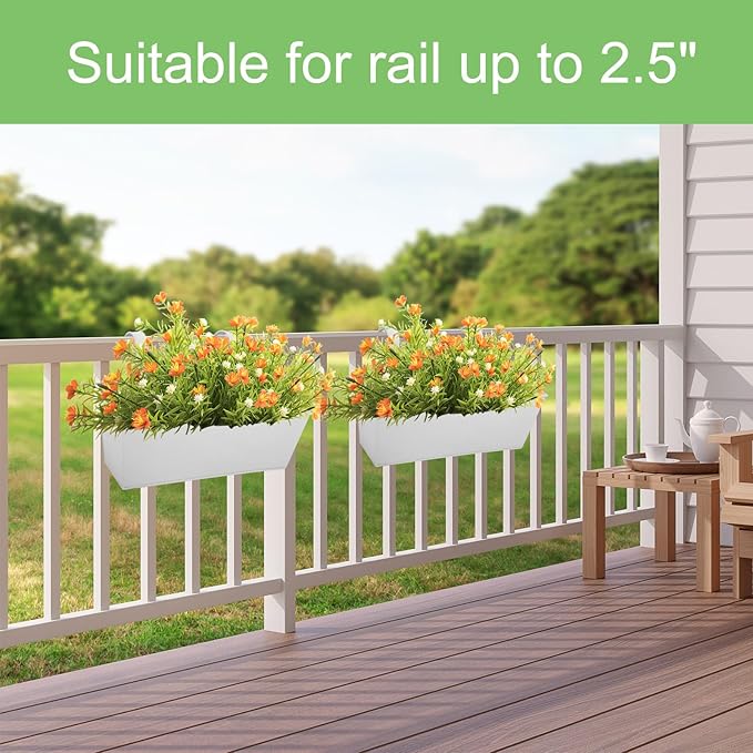 Railing Planters Outdoor Balcony 16 Inch Deck Over The Railing Planter Boxes - Image 6