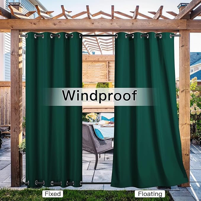 NICETOWN Canvas Patio Curtains Outdoor Waterproof 2 Panels, Rustproof Top & - Image 3
