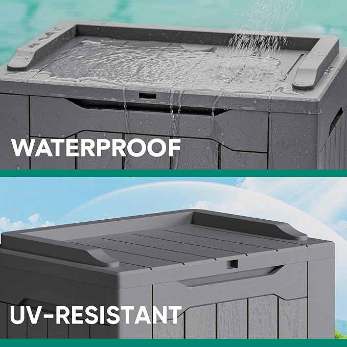 Devoko 30 Gallon Resin Deck Box 2 Pack Outdoor Indoor Waterproof Storage Box - Image 3