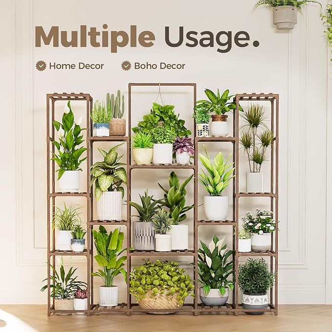 Bamworld Plant Shelf Indoor Hanging Plant Stand Outdoor Large Plant Shelves - Image 2