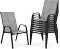 Outdoor Stackable Chairs Set of 8, Stacking Patio Chairs by Villeston