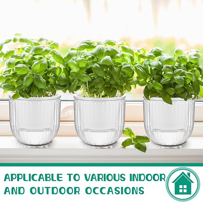 Meanplan 4 Pcs Self Watering Hanging Planter Indoor 6.5 Inch Hanging Baskets - Image 6