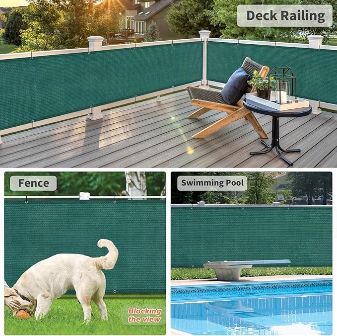 LOVE STORY 3'x10' Dark Green Balcony Screen Privacy Fence Cover UV Protection - Image 6