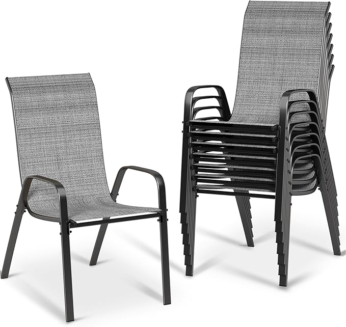 MAMIZO Patio Dining Chairs, Stackable All Weather Teslin Chair, Heavy Duty by MAMIZO