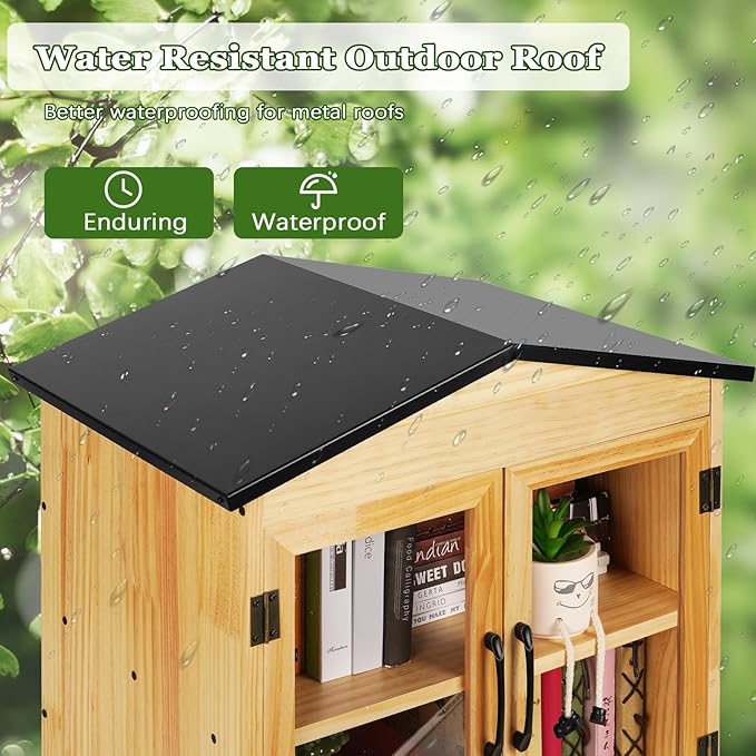 Outdoor Library Outdoor Book Box Storage Small Wooden Cabinet Little Literature - Image 4