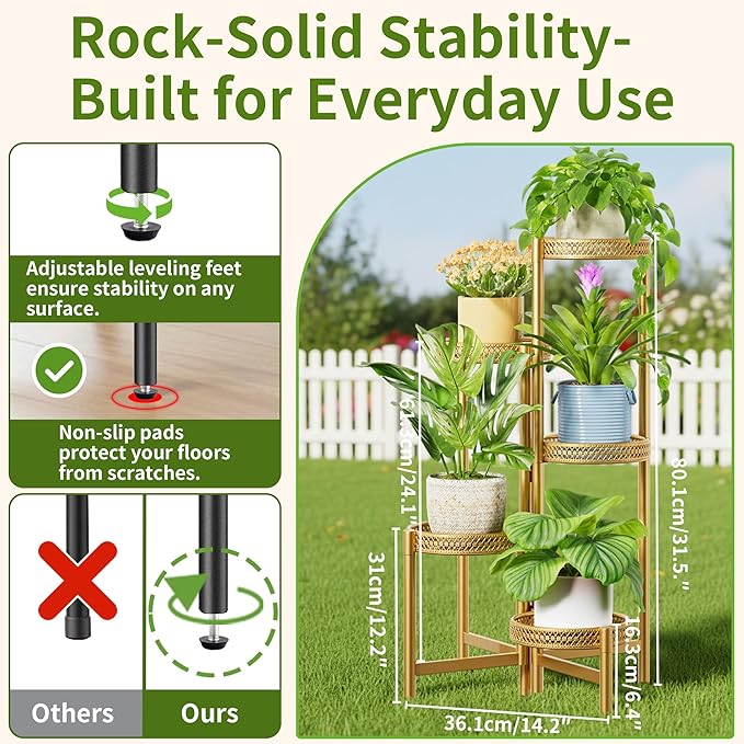 Tall Plant Stand Indoor Outdoor, Corner Metal Flower Pot Stands - Image 3
