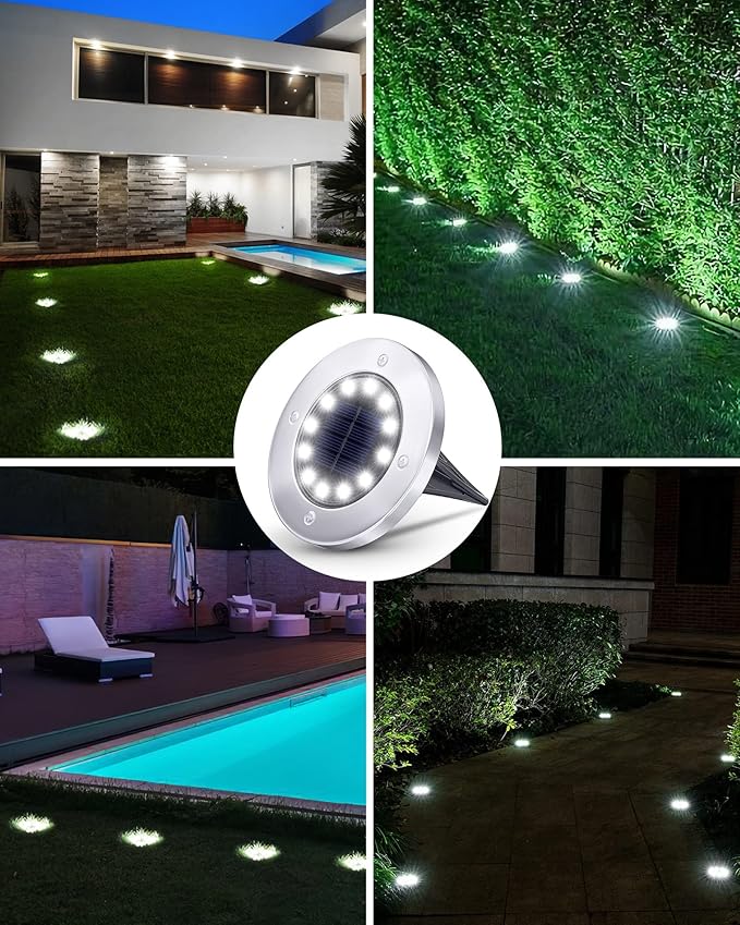 Biling Solar Outdoor Lights 12 Pack, Bright 12 LEDs Solar Ground Lights - Image 6