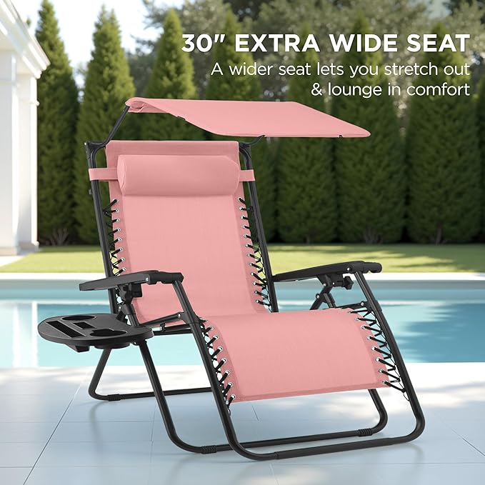Best Choice Products 30” Wide Folding Zero Gravity Outdoor Recliner Patio - Image 3