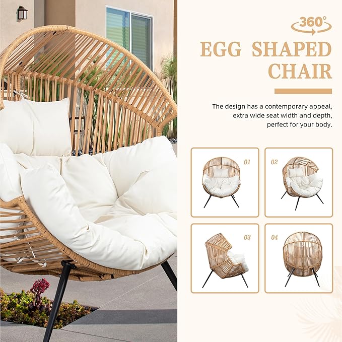 Vongrasig Wicker Egg Chair PE Rattan Chair - Image 7
