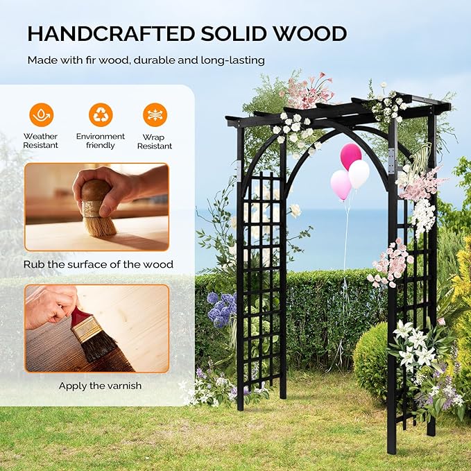 VINGLI 85in Wooden Arbor, Wedding Arch - Image 4