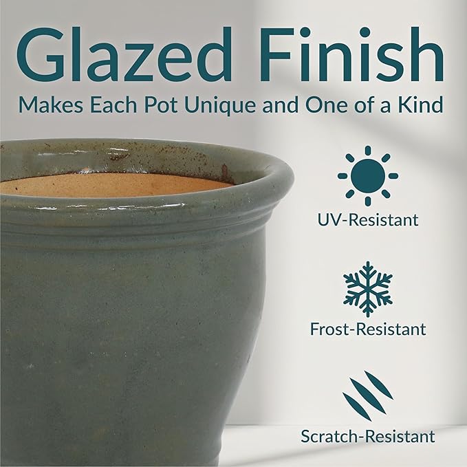 Sunnydaze Round Ceramic Planter - Image 4
