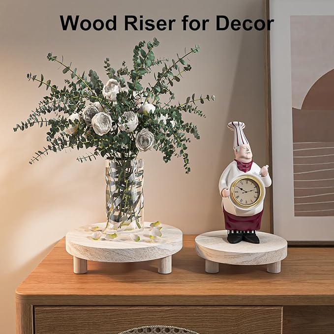 Wood Plant Stand Indoor Outdoor, 12/10/8/6" Round Wood Riser - Image 7