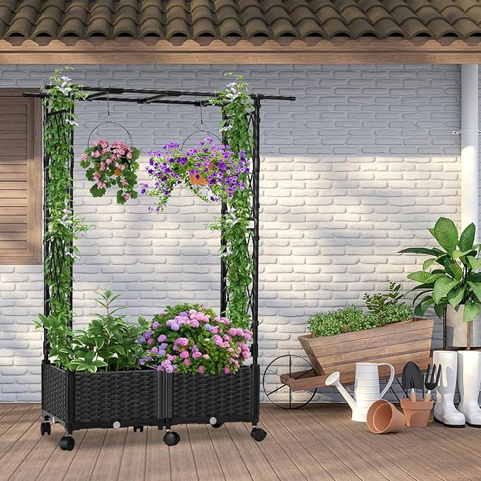 Planter with Trellis Raised Garden Beds, 4.5ft Tall with Screen Indoor Outdoor - Image 4