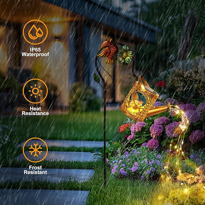 Solar Lights Outdoor Garden Decor Solar Watering Can - Image 3