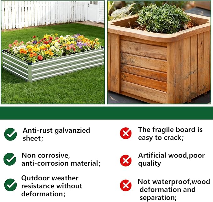 Vengarus 8x2x1FT Galvanized Raised Garden Bed-Outdoor Planter Box - Image 7