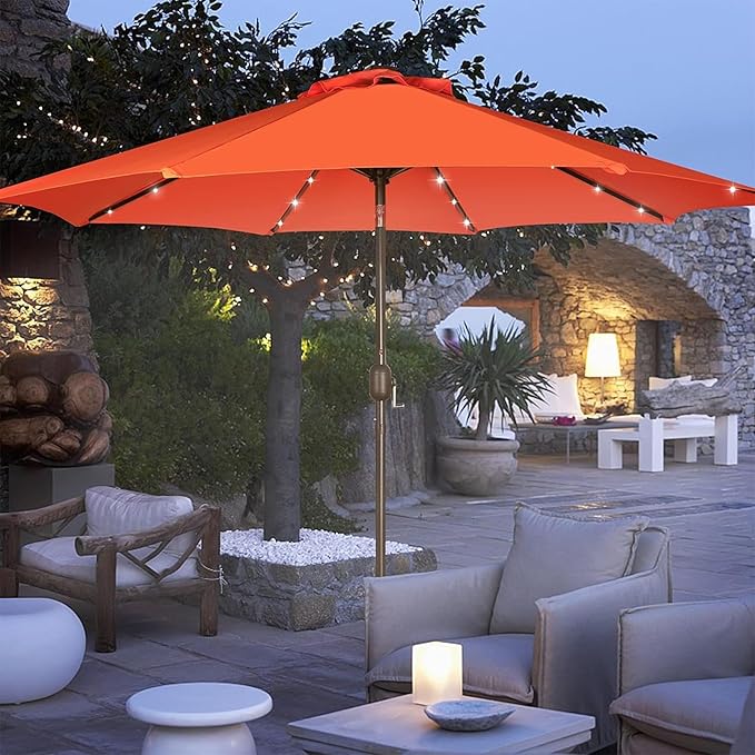 Blissun 9 ft Solar Umbrella, 32 LED Lighted Patio Umbrella, Table Market - Image 7