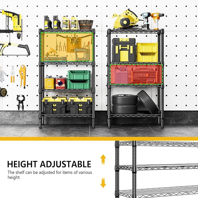 1000 lbs 4 Tier Shelf Metal Storage Shelves Wire Rack Closet Organizers - Image 7