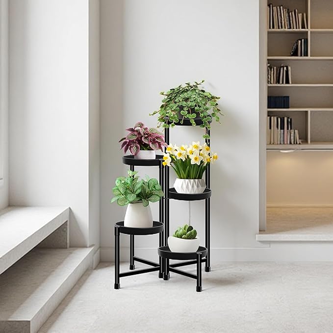 CASIMR Plant Stand Indoor Outdoor, Tall Black Metal Rustproof Stable Plant - Image 3