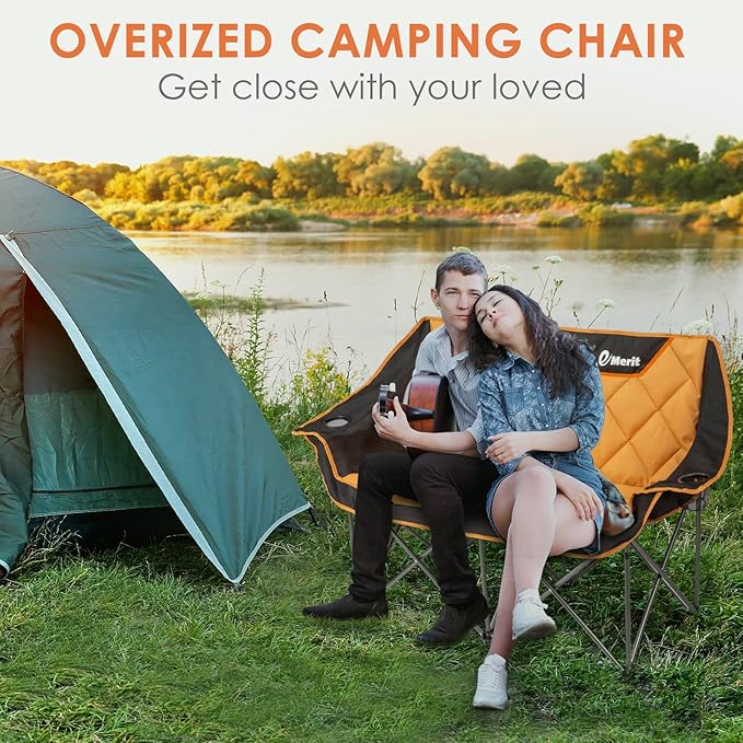 EMERIT Oversized Double Duo Camping Chair Folding Camping Loveseat 2 Person - Image 7