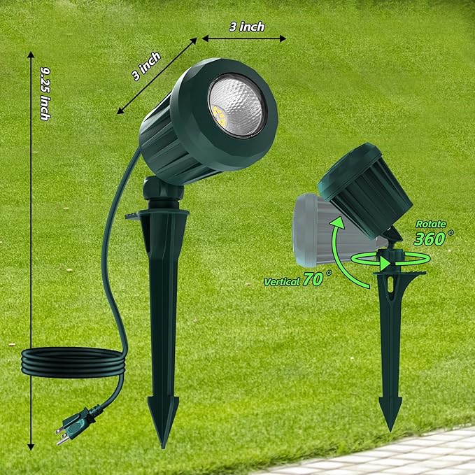 Spotlight Outdoor – 120V Plug-in, 2700K Warm White LED Landscape Spot Lights - Image 8