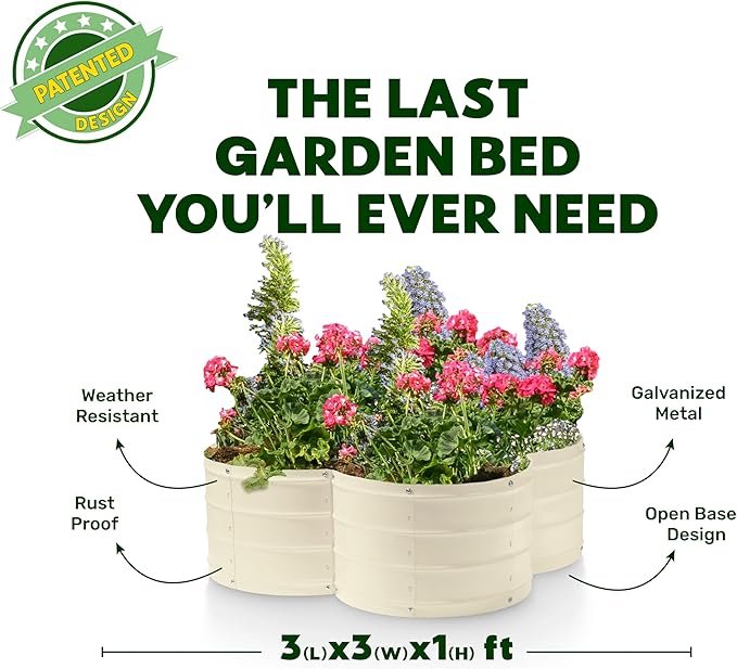 Plant & Plot Galvanized Raised Garden Beds Outdoor // 3×3×1 ft Planter Raised - Image 5