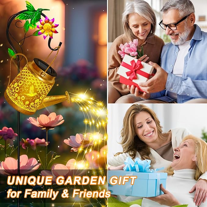 Hummingbird Solar Watering Can Lights, Outdoor Waterproof Garden Lanterns - Image 3
