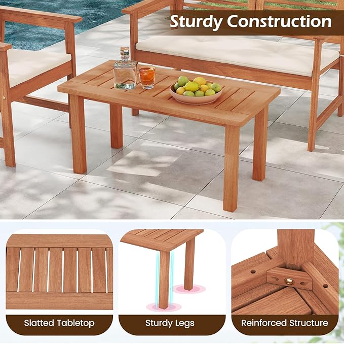 Tangkula Outdoor Coffee Table, 35.5” Patio Table - Image 7