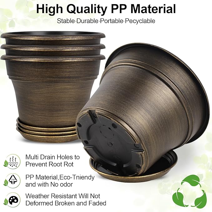 16 inch Plant Pots Outdoor Planters，4 Pack Large Plastic Flower Pot - Image 3