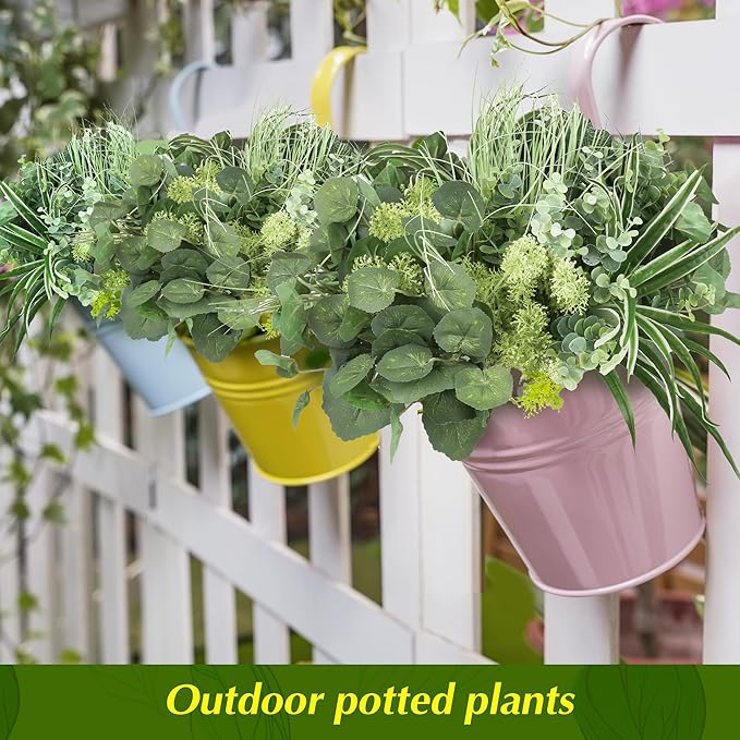 24Pcs Artificial Outdoor Plants UV Resistant Fake Plastic Greenery Boxwood - Image 5