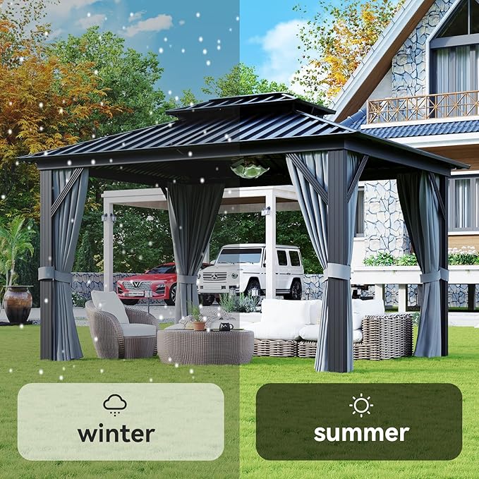 Aoxun 10'x12' Hardtop Gazebo, Aluminum Frame Canopy - Image 8