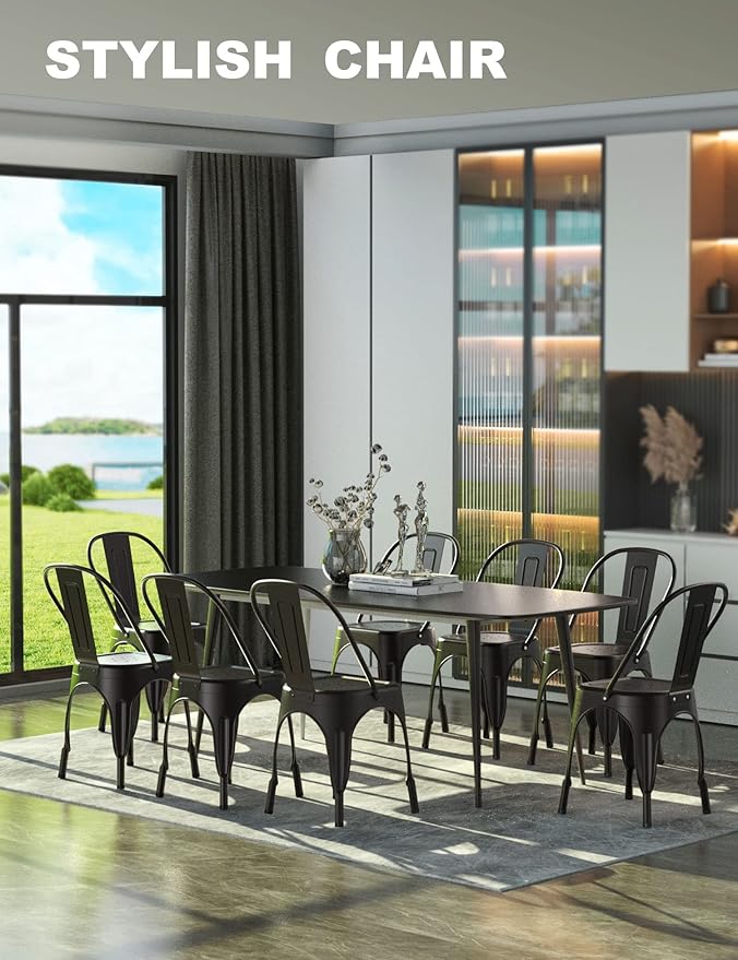 Nazhura Metal Dining Chair Farmhouse Tolix Style - Image 2