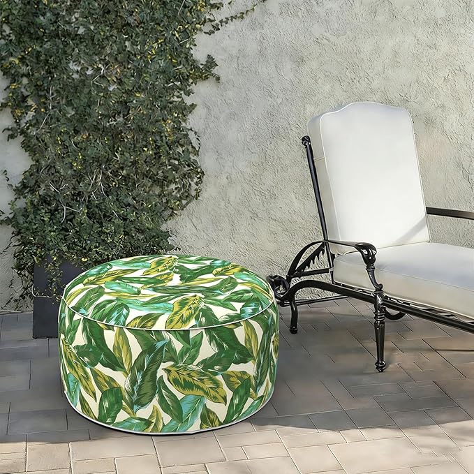 LVTXIII Indoor/Outdoor Extra Large Inflatable Ottoman Pouf D31 x H14 Inch - Image 2