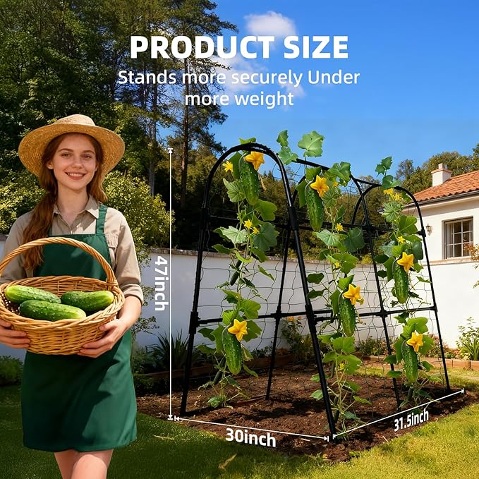Cucumber Trellis for Raised Bed, U-Shape Garden Arch Metal Support for Climbing - Image 2
