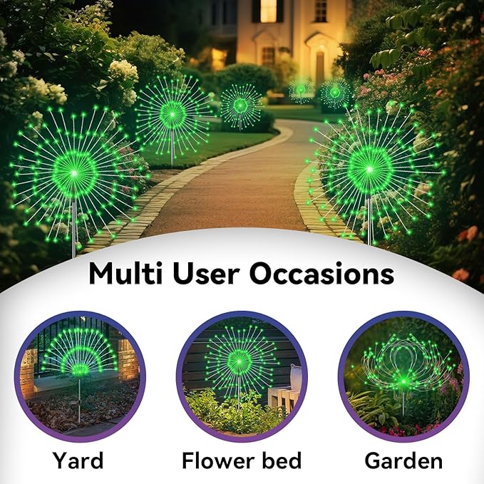 Garden Outdoor Lights, 2 Pack 120 LED Solar Garden Lights Fairy Lights Outdoor - Image 5