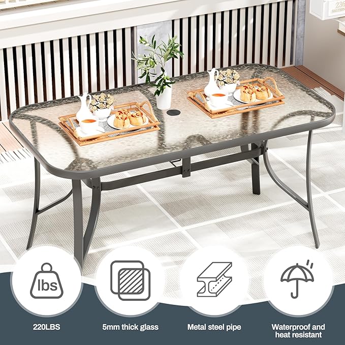 TLSUNNY 7 Pieces Patio Dining Set, Outdoor Table and Chairs W/1.69″ Umbrella - Image 5