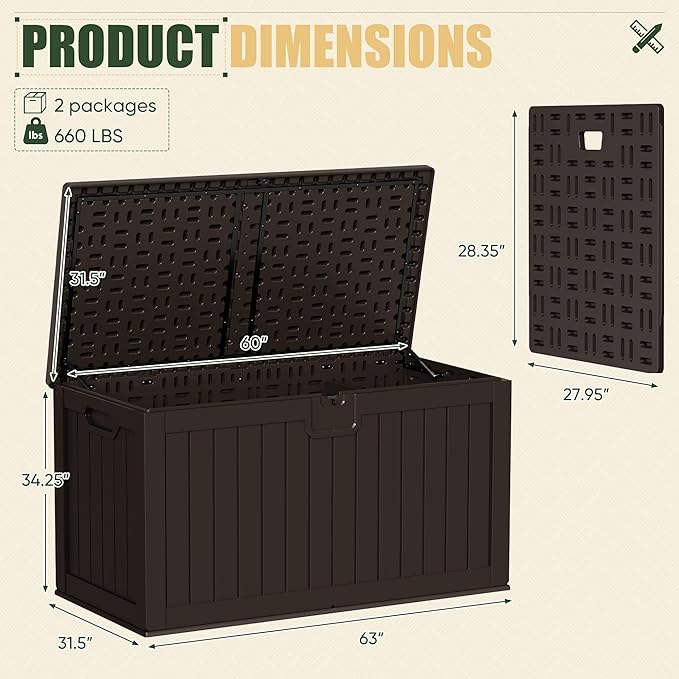 JUMMICO 250 Gallon Outdoor Resin Deck Box - Image 5