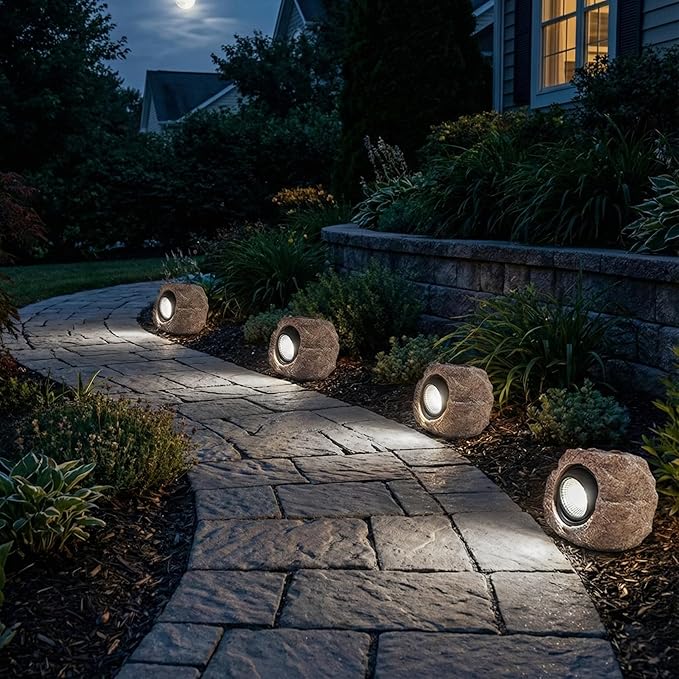 2 Pack Solar Rock Lights, Outdoor Decorative Garden Spotlights - Image 7