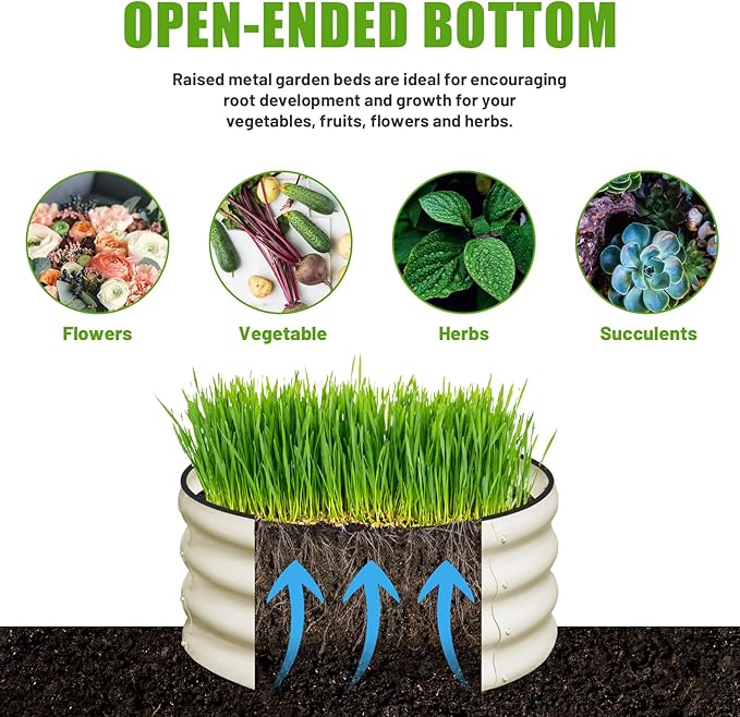 SnugNiture 3 Pcs 2x2x1ft Round Galvanized Raised Garden Bed Kit Outdoor - Image 4