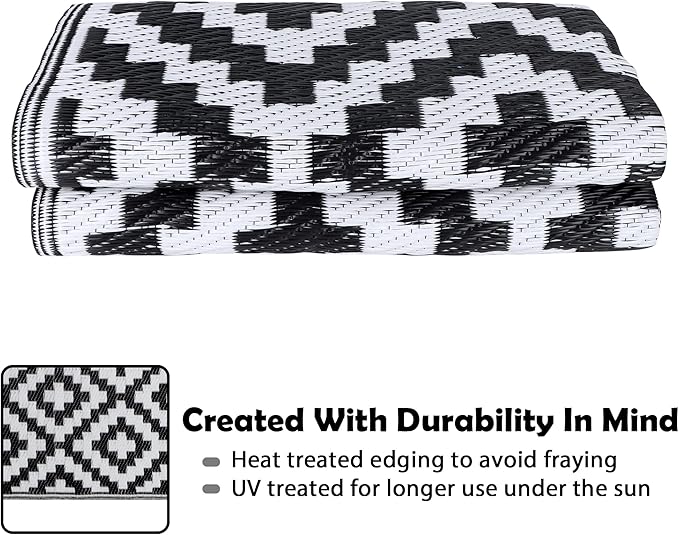 SAND MINE Waterproof Outdoor Rug 4x6 ft, Plastic Reversible Rug, Modern Area Rug - Image 4