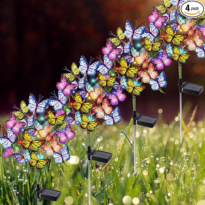 Solar Garden Lights Solar Lights Outdoor Waterproof Decorative 4 Pack by Adecorty