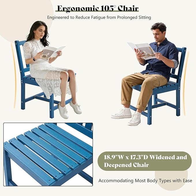 AMERLIFE 5 Piece HDPE Outdoor Dining Table & Chairs Set, All-Weather Patio - Image 5