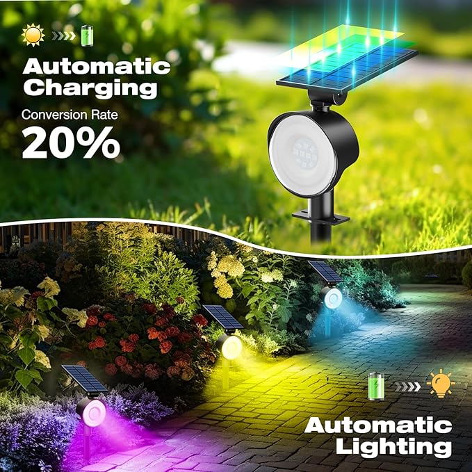 nipify 4 Pack Solar Spot Lights Outdoor Waterproof, Solar Spotlight Light - Image 4