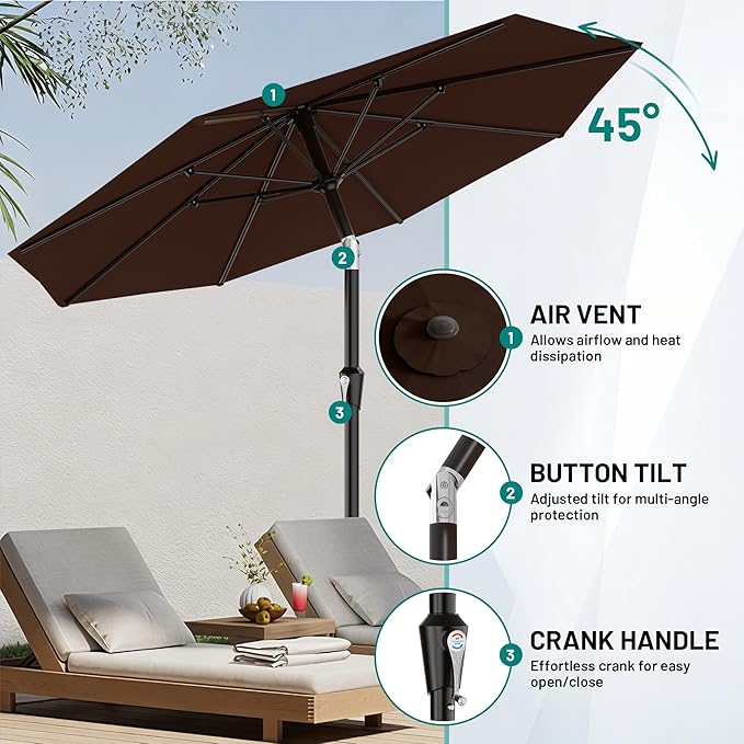 AreShark 9 FT Patio Umbrella for Outdoor, Outdoor Table Umbrella - Image 5